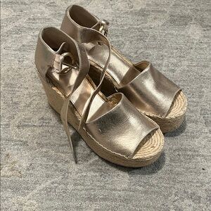 Marc Fisher Gold Espadrille Wedges